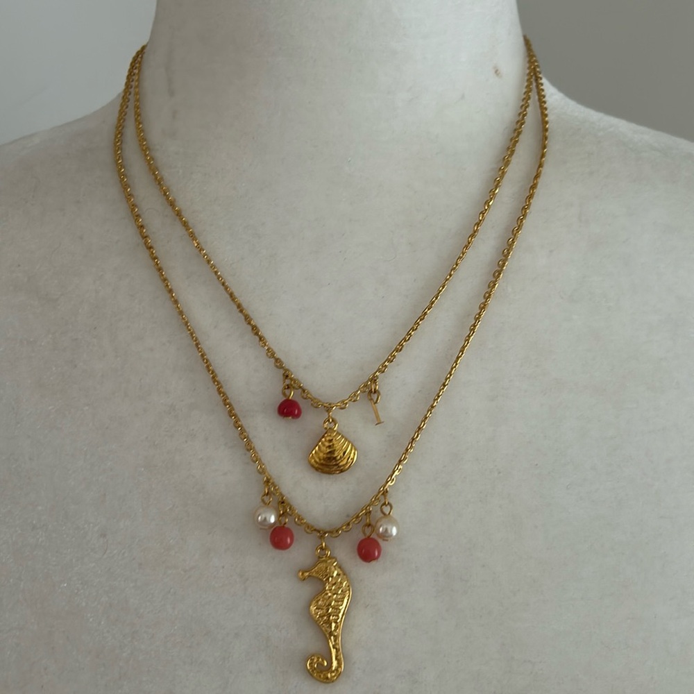 Robert Rose Gold Tone Metal Seahorse Necklace